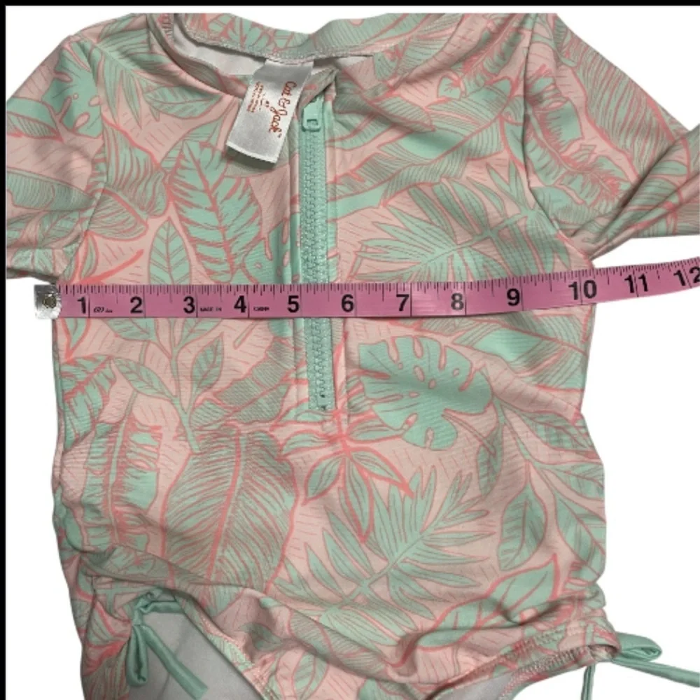 Cat & Jack Pink and Green Girls Swim Rashguard